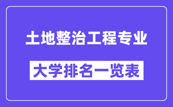 全国土地整治工程专业大学排名一览表(最新排行榜)