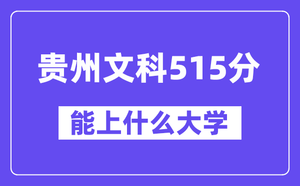 贵州文科515分左右能上什么大学?(历史类)