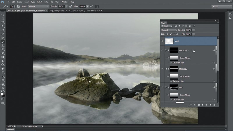如何使用Photoshop给风景图片渲染出薄雾蒙蒙的效果？