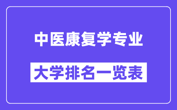 全国中医康复学专业大学排名一览表(最新排行榜)