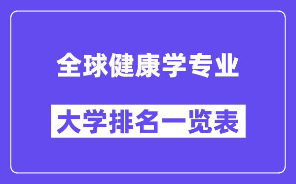 全国全球健康学专业大学排名一览表(最新排行榜)