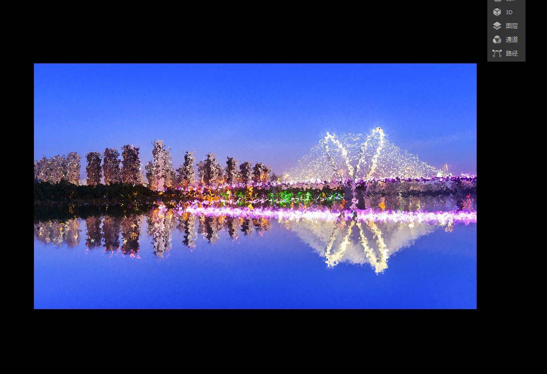 ps灯光秀怎么添加喷溅效果? ps给夜景图片加喷溅效果的技巧