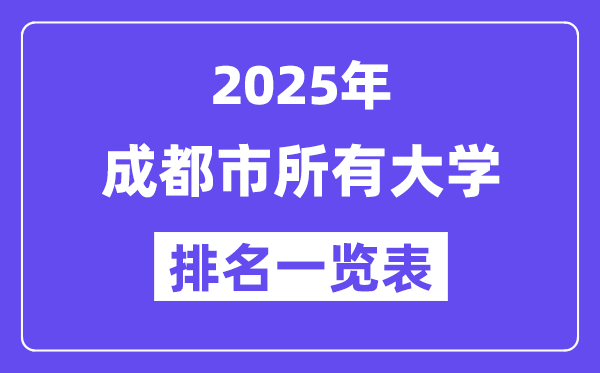 2025年成都市所有大学排名一览表(59所完整版)