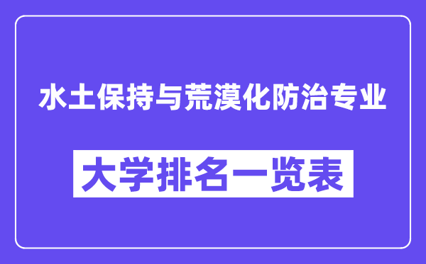 全国水土保持与荒漠化防治专业大学排名一览表(最新排行榜)
