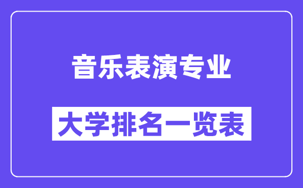 全国音乐表演专业大学排名一览表(最新排行榜)