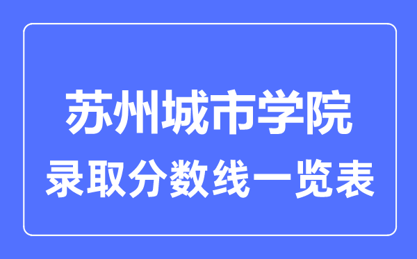 2023年高考多少分能上苏州城市学院?附各省录取分数线
