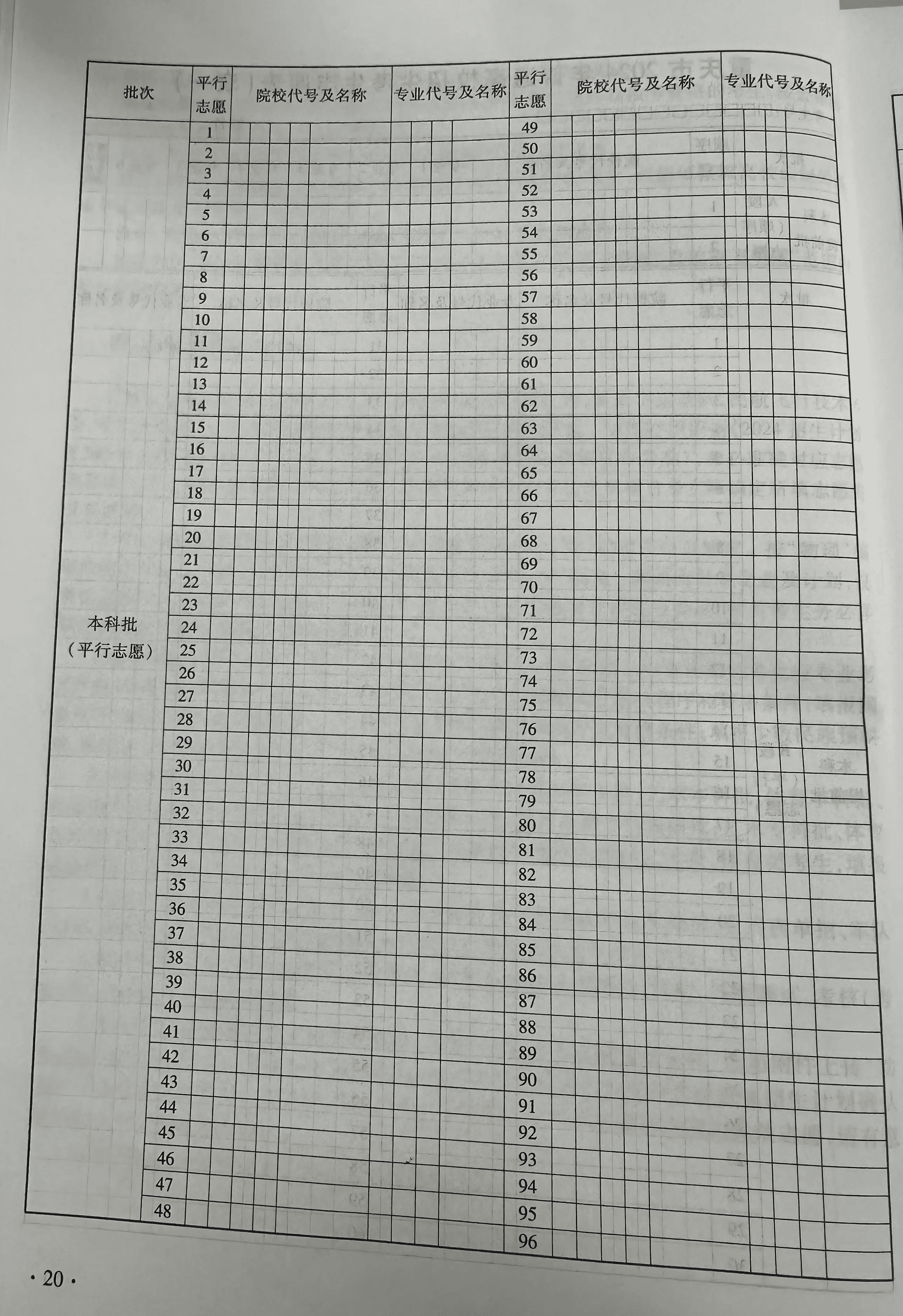 2024年重庆高考志愿表填写样本(附填报时间和入口)