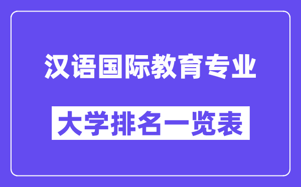全国汉语国际教育专业大学排名一览表(最新排行榜)