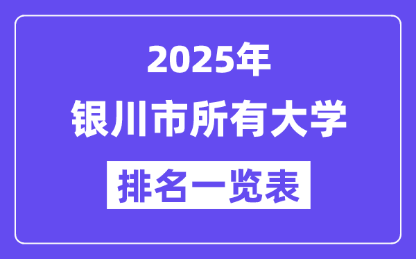 2025年银川市所有大学排名一览表(17所完整版)
