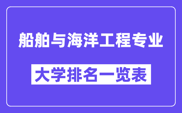 全国船舶与海洋工程专业大学排名一览表(最新排行榜)