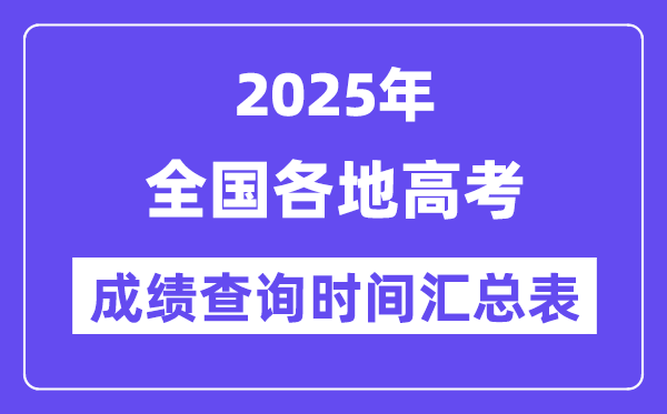 2025年全国各地高考成绩查询时间汇总表(完整版)