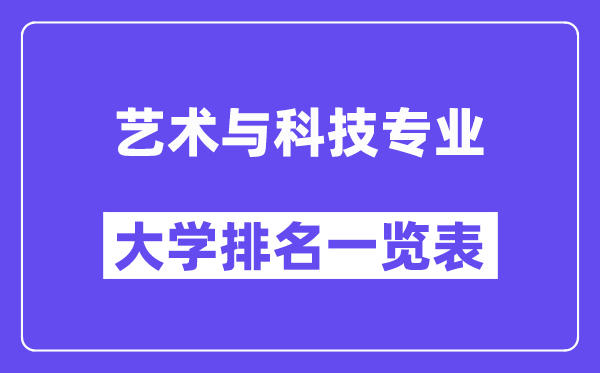 全国艺术与科技专业大学排名一览表(最新排行榜)