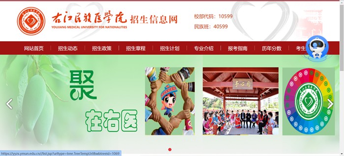右江民族医学院招生信息网入口(https://yyzs.ymun.edu.cn/)