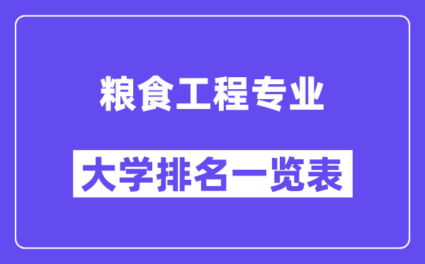 全国粮食工程专业大学排名一览表(最新排行榜)