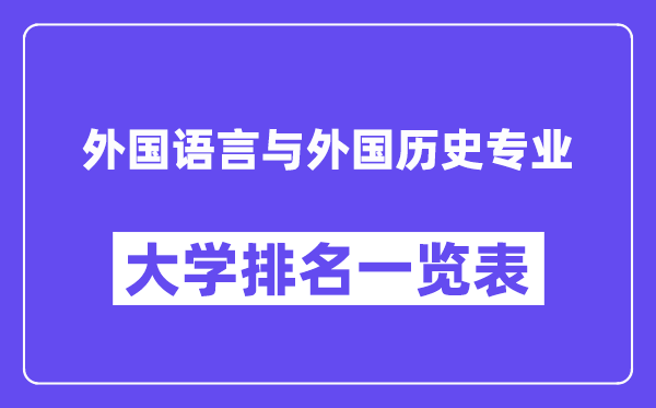 全国外国语言与外国历史专业大学排名一览表(最新排行榜)