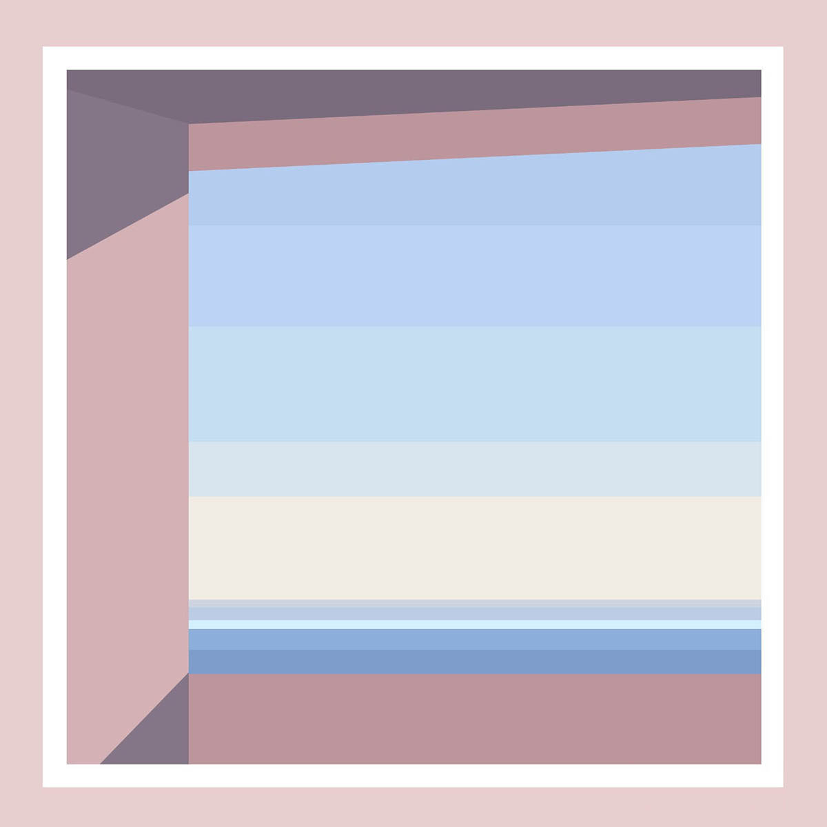 ps怎么手绘海阔天空的窗外风景插画?