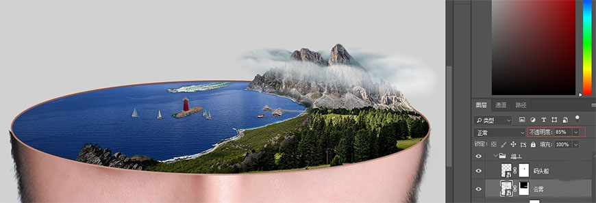 用PS合成创意的人脑山水风景海报图效果教程