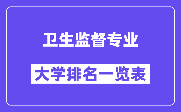 全国卫生监督专业大学排名一览表(最新排行榜)