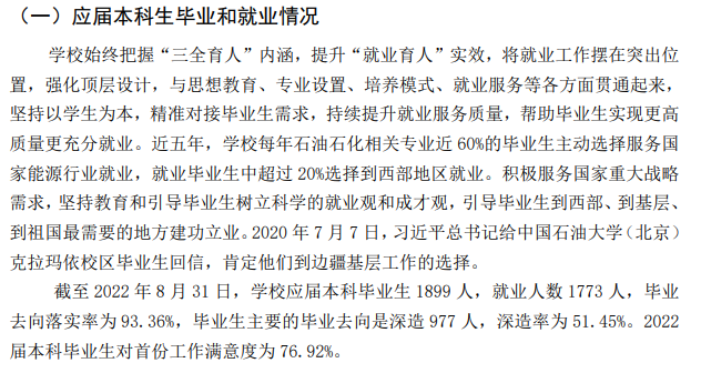 中国石油大学(北京)就业率及就业前景怎么样,好就业吗?
