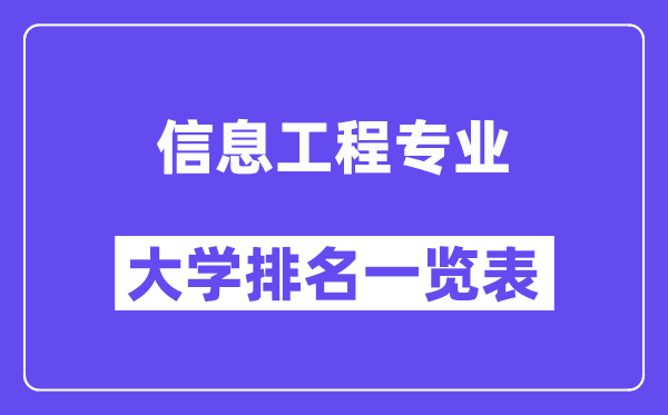 全国信息工程专业大学排名一览表(最新排行榜)