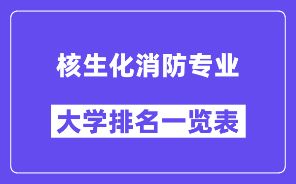 全国核生化消防专业大学排名一览表(最新排行榜)