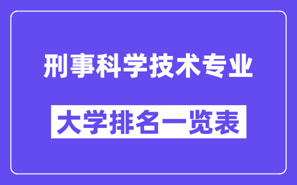 全国刑事科学技术专业大学排名一览表(最新排行榜)