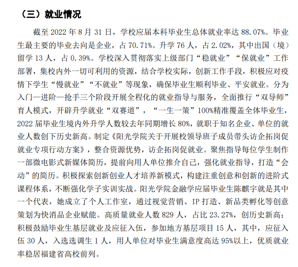 阳光学院就业率及就业前景怎么样,好就业吗?
