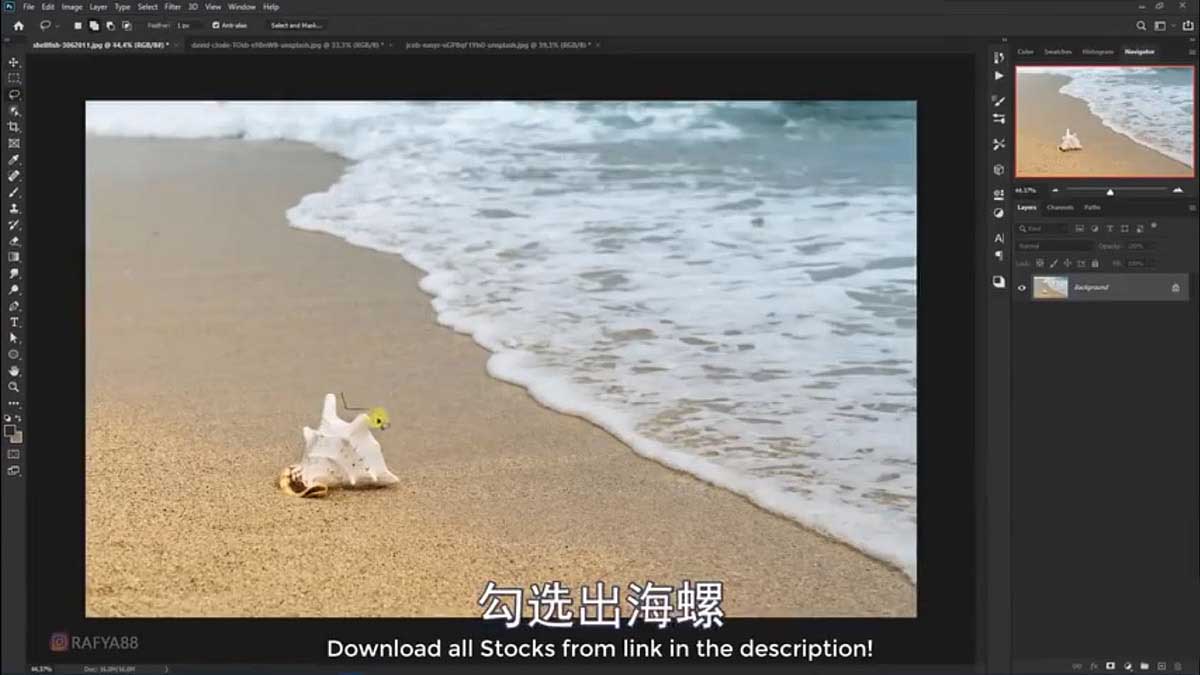 PS合成创意海边背着花的海龟和被掀起的海浪场景
