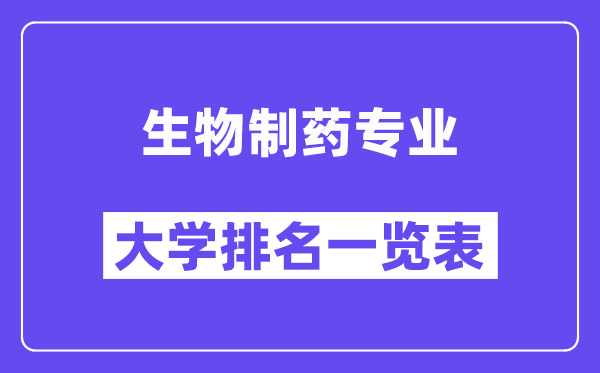 全国生物制药专业大学排名一览表(最新排行榜)