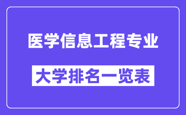 全国医学信息工程专业大学排名一览表(最新排行榜)