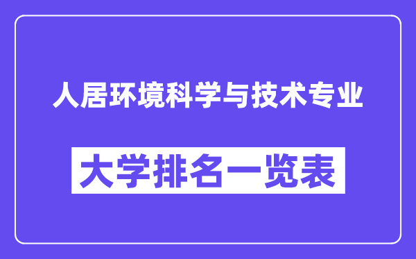 全国人居环境科学与技术专业大学排名一览表(最新排行榜)