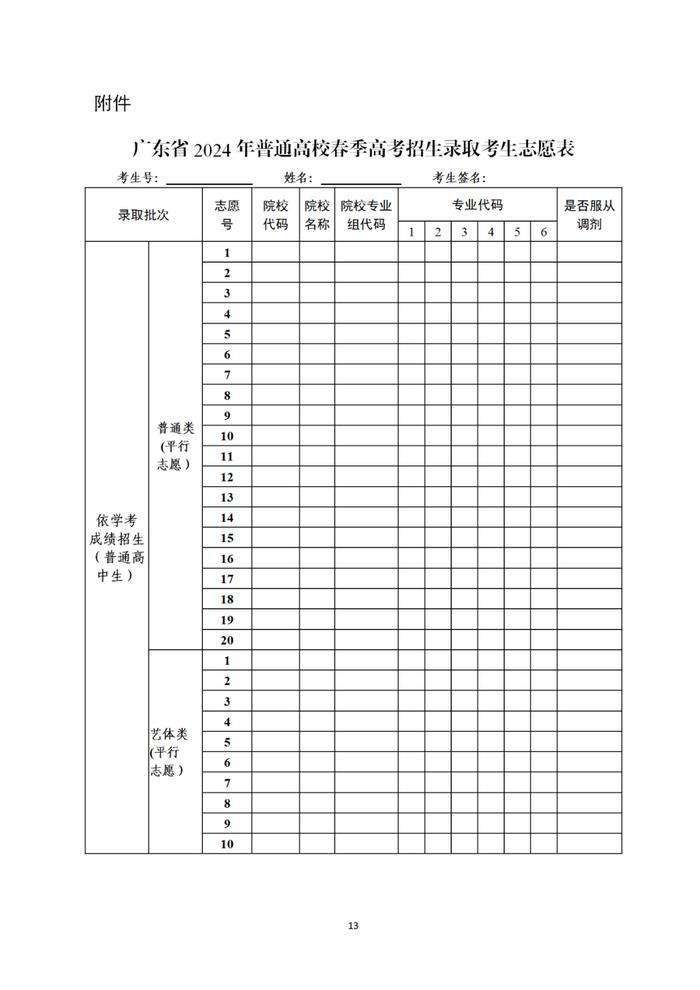 2024年广东高考志愿表填写样本(附填报时间和入口)