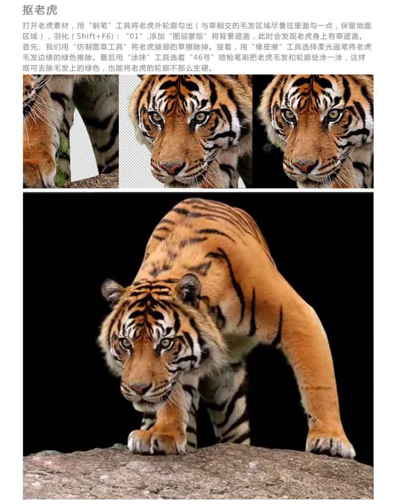 PS合成凶猛的老虎和拿斧头的勇士对峙的场景教程