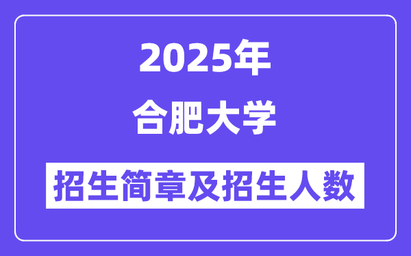 合肥大学2025高考招生简章,各省招生计划人数汇总