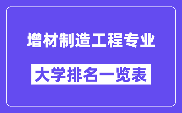 全国增材制造工程专业大学排名一览表(最新排行榜)