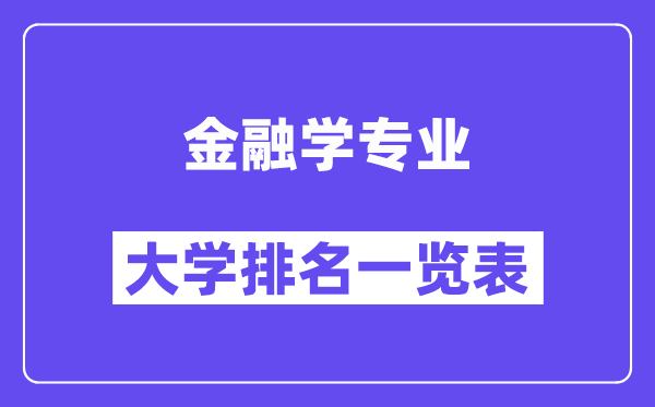 全国金融学专业大学排名一览表(最新排行榜)