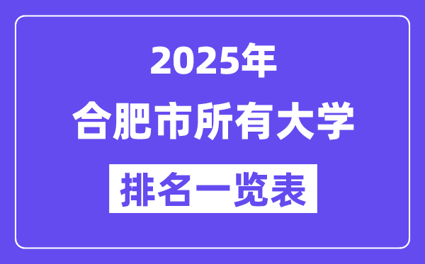 2025年合肥市所有大学排名一览表(55所完整版)