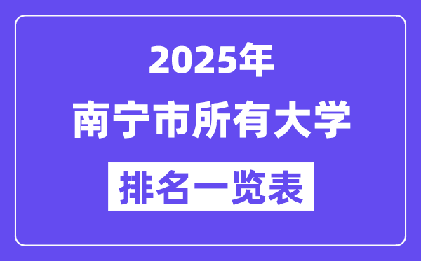 2025年南宁市所有大学排名一览表(36所完整版)
