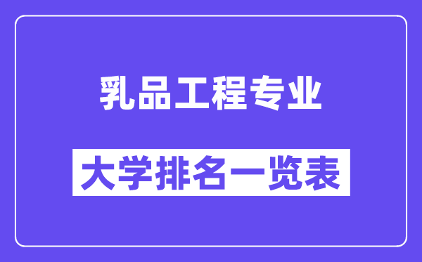全国乳品工程专业大学排名一览表(最新排行榜)