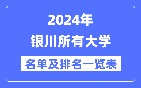 2024银川所有大学名单及排名情况一览表(共6所)