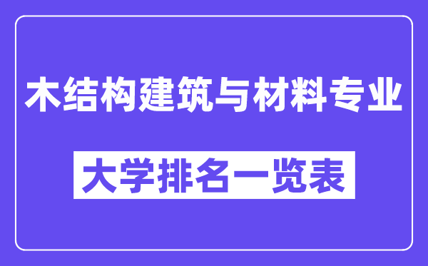 全国木结构建筑与材料专业大学排名一览表(最新排行榜)