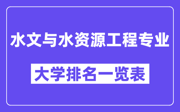 全国水文与水资源工程专业大学排名一览表(最新排行榜)