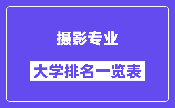 全国摄影专业大学排名一览表(最新排行榜)