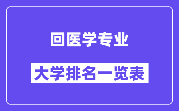 全国回医学专业大学排名一览表(最新排行榜)