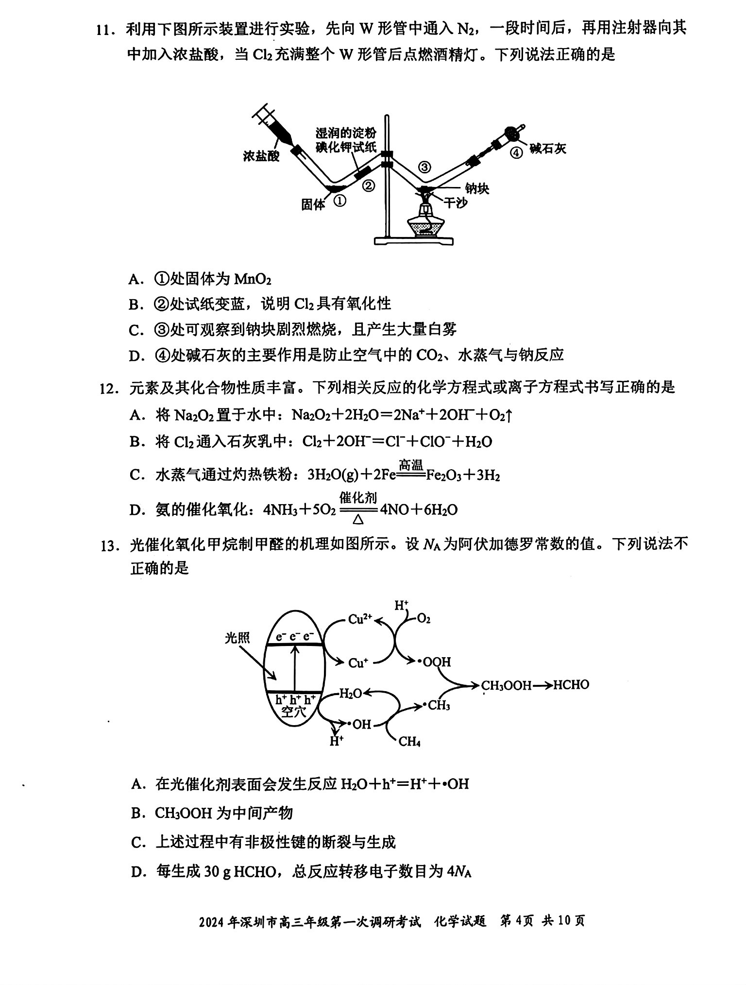 2024年深圳一模各科试卷及参考答案解析（已更新）