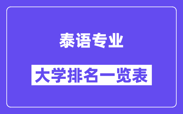 全国泰语专业大学排名一览表(最新排行榜)